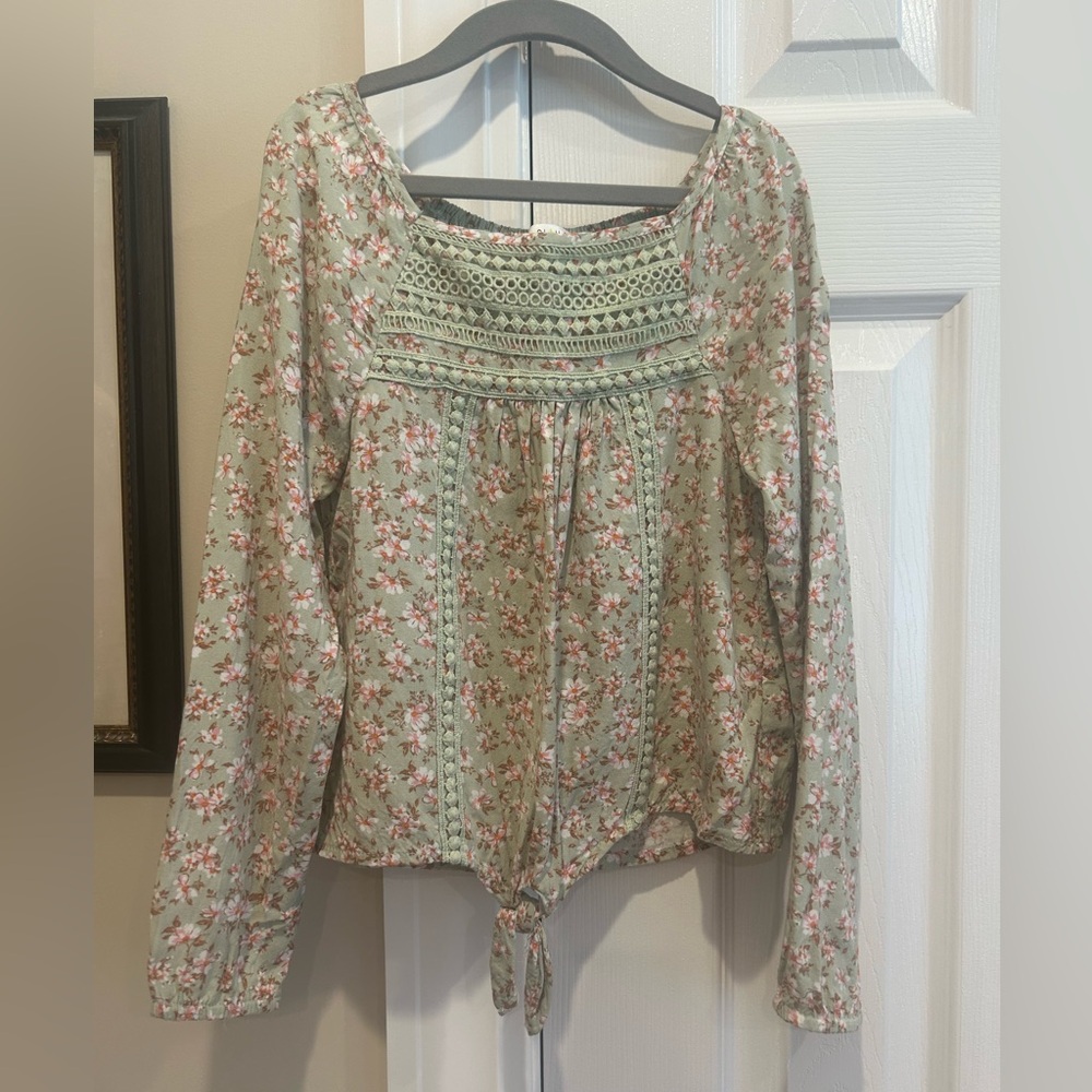 Love Glam Girl Floral Green Girls Top